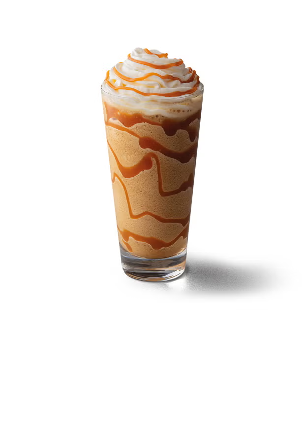 Băutură Caramel Frappuccino® Blended într-un pahar înalt