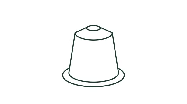 Ilustrație liniară a unei capsule de cafea porționată